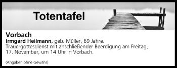 Anzeige von Totentafel vom 17.11.2017 von MGO