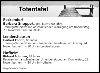 Anzeige von Totentafel vom 22.11.2017 von MGO