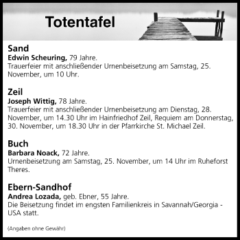 Anzeige von Totentafel vom 23.11.2017 von MGO