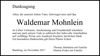 Anzeige von Waldemar Mohnlein von MGO