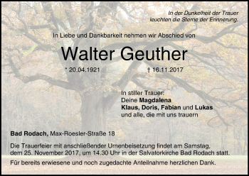 Anzeige von Walter Geuther von MGO