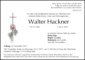Anzeige von Walter Hackner von MGO