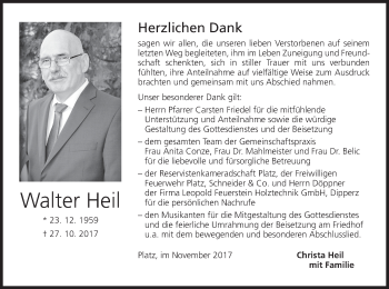 Anzeige von Walter Heil von MGO