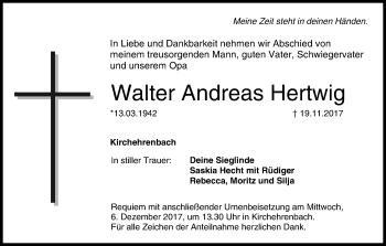 Anzeige von Walter Andreas Hertwig von MGO