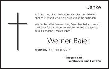 Anzeige von Werner Baier von MGO