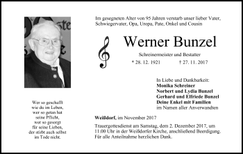 Anzeige von Werner Bunzel von MGO