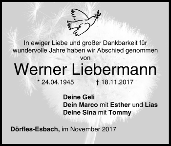 Anzeige von Werner Liebermann von MGO