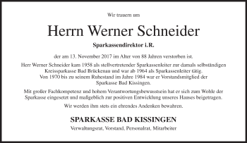 Anzeige von Werner Schneider von MGO