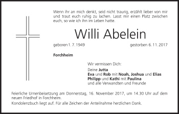 Anzeige von Willi Abelein von MGO