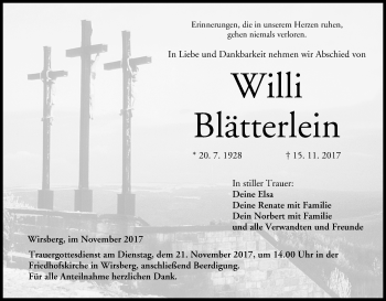 Anzeige von Willi Blätterlein von MGO