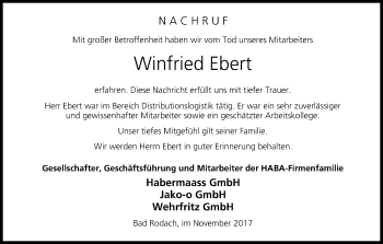 Anzeige von Winfried Ebert von MGO