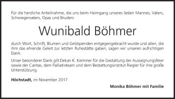 Anzeige von Wunibald Böhmer von MGO
