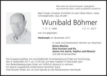 Anzeige von Wunibald Böhmer von MGO