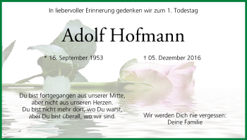 Anzeige von Adolf Hofmann von MGO