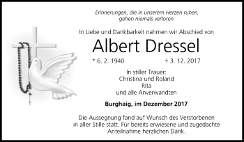 Anzeige von Albert Dressel von MGO