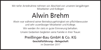 Anzeige von Alwin Brehm von MGO
