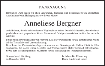 Anzeige von Anneliese Bergner von MGO