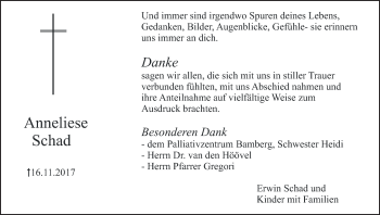 Anzeige von Anneliese Schad von MGO