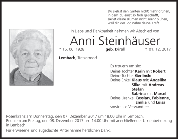 Anzeige von Anni Steinhäuser von MGO