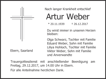 Anzeige von Artur Weber von MGO