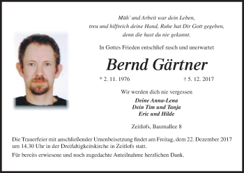 Anzeige von Bernd Gärtner von MGO