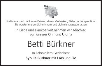 Anzeige von Betti Bürkner von MGO