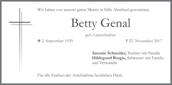 Anzeige von Betty Genal von MGO