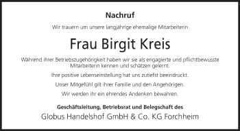 Anzeige von Birgit Kreis von MGO