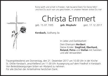 Anzeige von Christa Emmert von MGO
