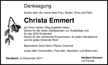 Anzeige von Christa Emmert von MGO