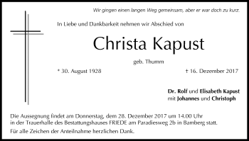 Anzeige von Christa Kapust von MGO