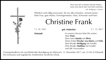 Anzeige von Christine Frank von MGO