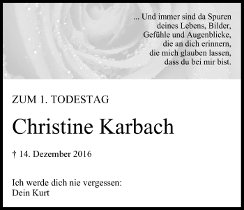 Anzeige von Christine Karbach von MGO