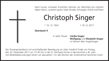 Anzeige von Christoph Singer von MGO