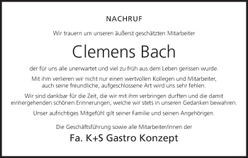 Anzeige von Clemens Bach von MGO