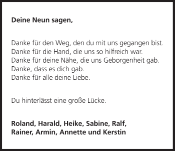 Anzeige von Danke  von MGO