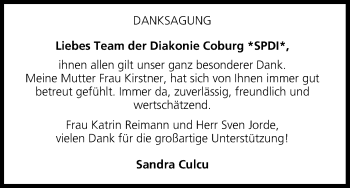 Anzeige von Danksagung Kirstner von MGO