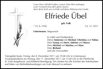 Anzeige von Elfriede Übel von MGO