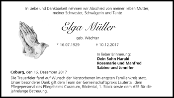 Anzeige von Elga Müller von MGO