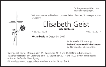 Anzeige von Elisabeth Geist von MGO