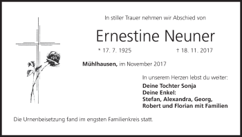 Anzeige von Ernestine Neuner von MGO