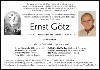 Anzeige von Ernst Götz von MGO