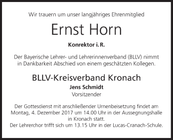 Anzeige von Ernst Horn von MGO