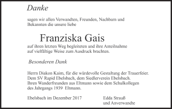 Anzeige von Franziska Gais von MGO