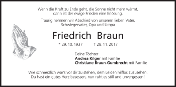 Anzeige von Friedrich Braun von MGO