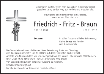 Anzeige von Friedrich-Fritz Braun von MGO