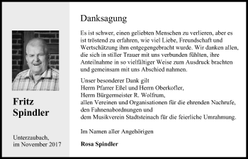 Anzeige von Fritz Spindler von MGO