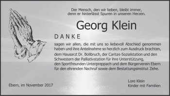 Anzeige von Georg Klein von MGO