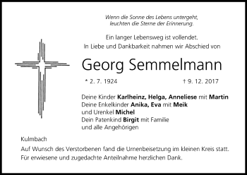 Anzeige von Georg Semmelmann von MGO
