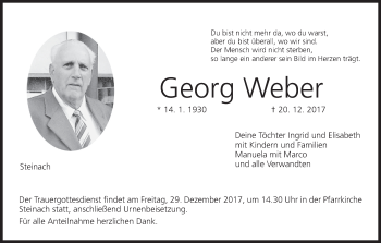 Anzeige von Georg Weber von MGO